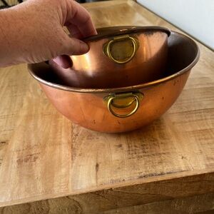 Copper Mixing Bowls with Handles